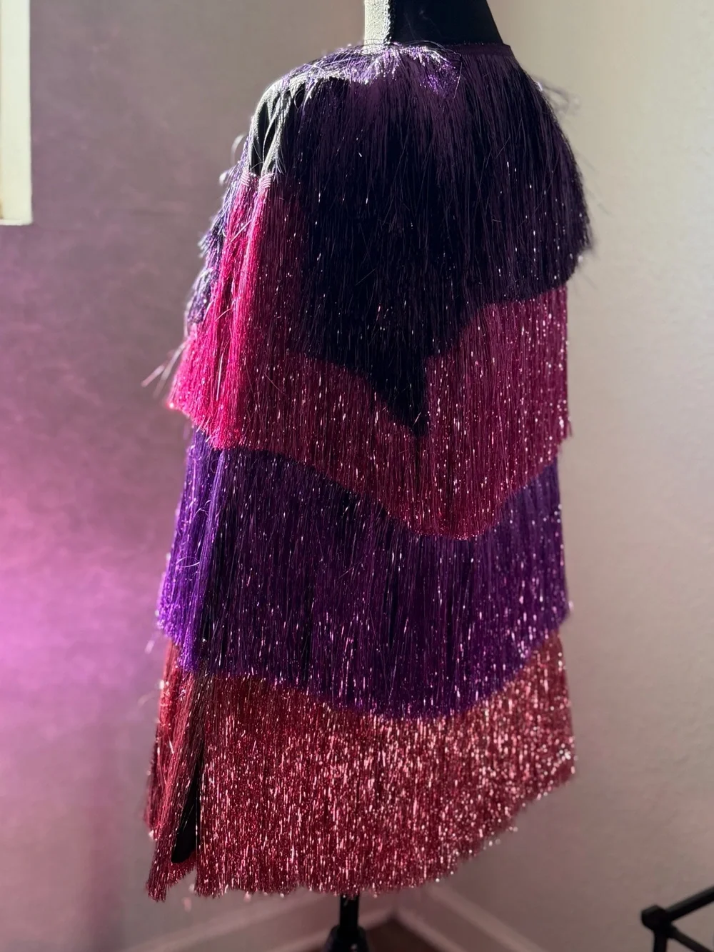 Nasty Gal Metallic Tiered Tinsel Fringe Open